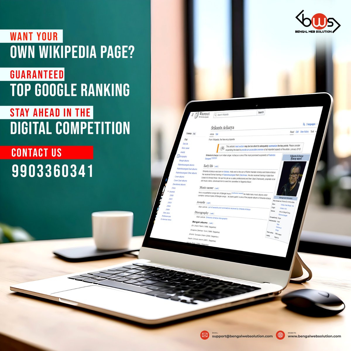 Create Wikipedia for your business or about you and enhance your Google presence Contact us at 9903360341! #digitalmarketing #wikpedia #googleknowledgepanel #website #promotion #top #marketingstrategy #competition #DigitalCompetition #googleranking