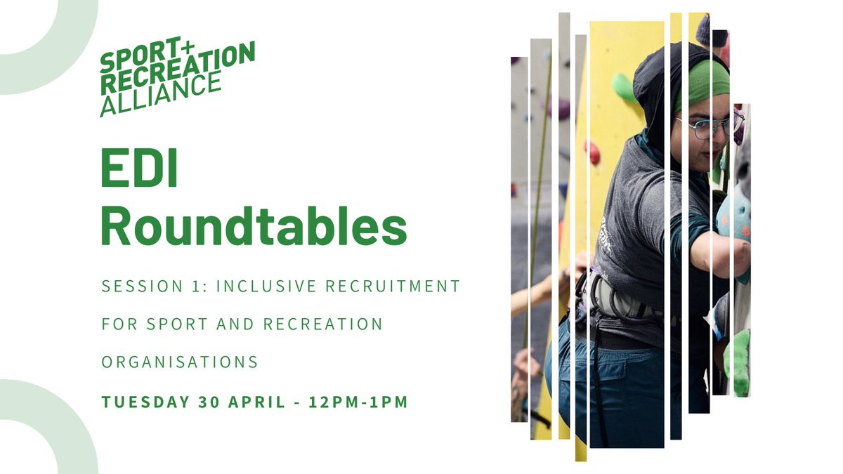 Don't miss your chance to sign up for the first of our EDI Roundtables - Inclusive Recruitment for Sport and Recreation Organisations - which is taking place on Tuesday 30 April 😁 Find out more and sign up here 👇 us06web.zoom.us/meeting/regist…