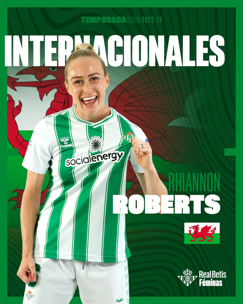 🌍📋 INTERNACIONALES | Rhiannon Roberts, convocada por Gales para los partidos ante Croacia y Kosovo ⚽️🏴󠁧󠁢󠁷󠁬󠁳󠁿 ¡A por todas, @RazzaRoberts! 💪🏼🆙 ➡️ realbetisbalompie.es/noticias/femin… #BetisFéminas