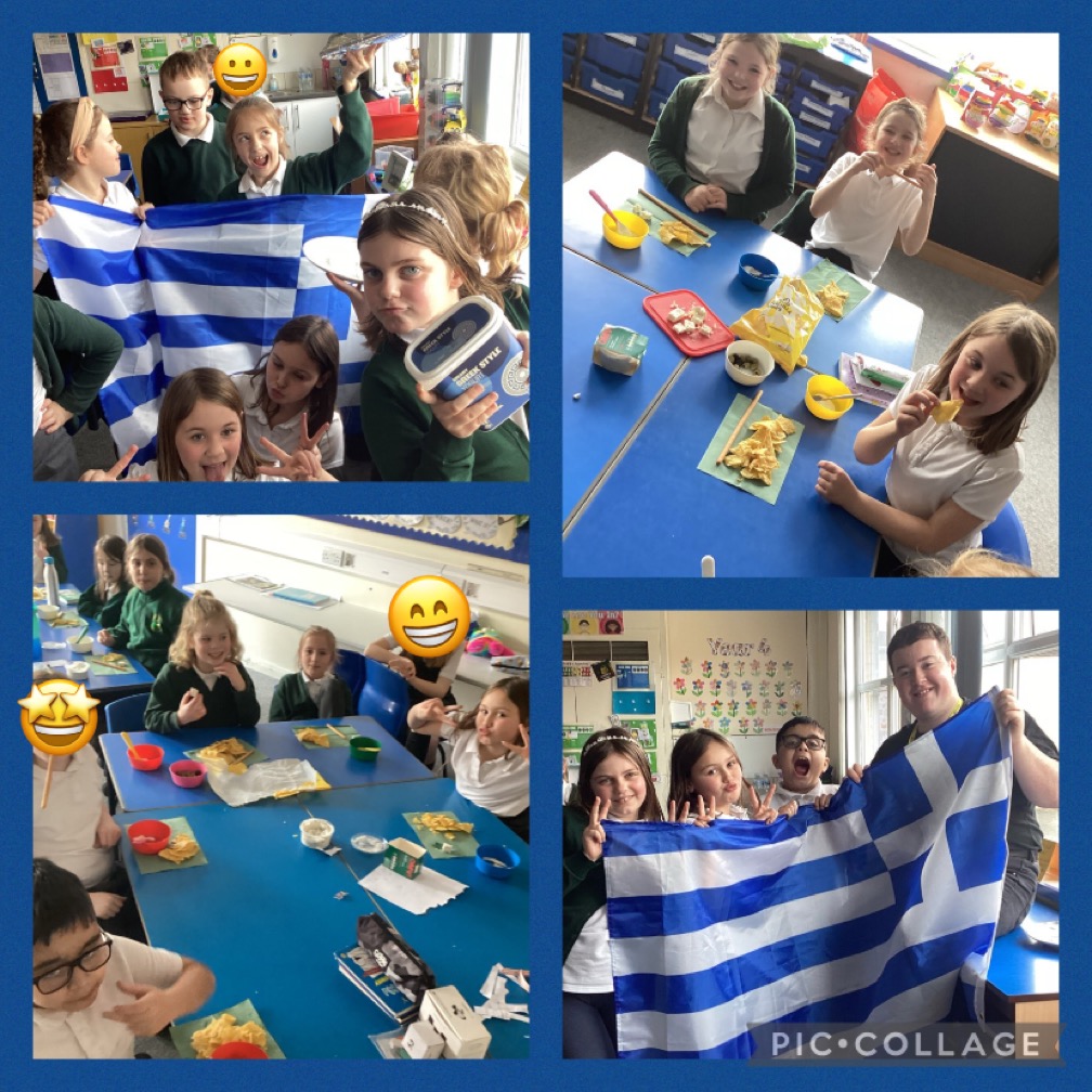 In year 4 this week we have been enjoying some Greek inspired party food and comparing them to British snacks! We have all loved learning about Modern and Ancient Greece! @TrustVictorious
