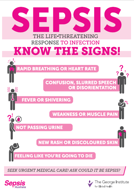 In the lead up to World Health Day, we have the opportunity to promote health and keep the world safe.

Any infection, bacterial, viral or fungal, could potentially lead to sepsis. 

Just ask… 'could it be sepsis?'

Know the #sepsis signs.

#sepsisawareness #WHO