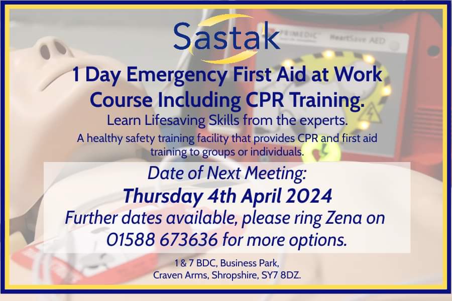 One place left for Thursday 04Apr24 at the Sastak office Craven Arms.
If Interested in joining us or need a course later in the year, then ring Zena on 07977 487505.