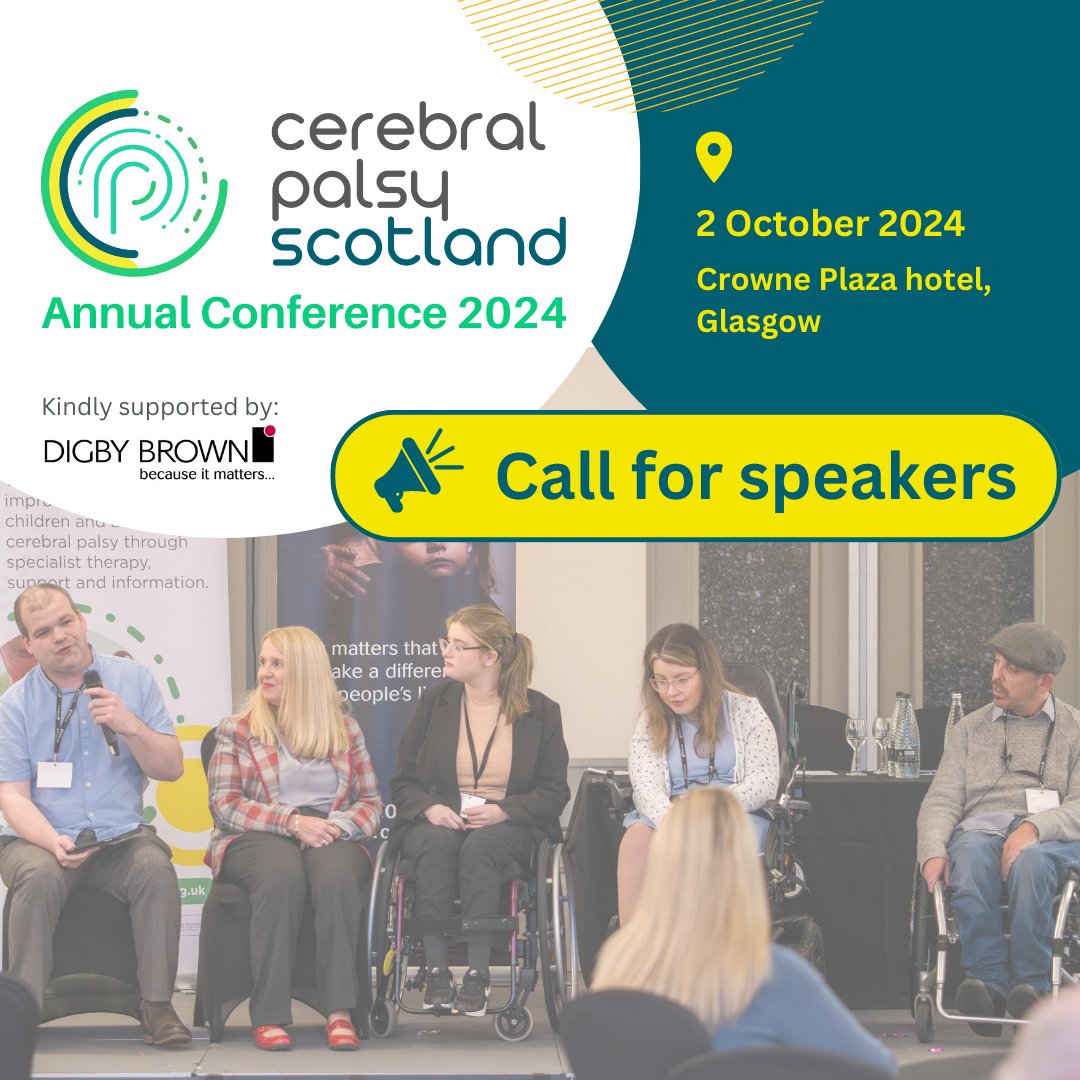 📢 Make your voice heard! We're looking for people from a range of backgrounds to speak at the Cerebral Palsy Scotland conference, taking place on 2 October 2024 in Glasgow. For more information on how to submit your proposal, visit: cerebralpalsyscotland.org.uk/whats-on/annua…