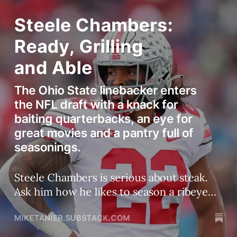 Sit down, enjoy a fine steak and watch a movie (and a little film) with draft prospect Steele Chambers. @OhioStateFB #Buckeyes