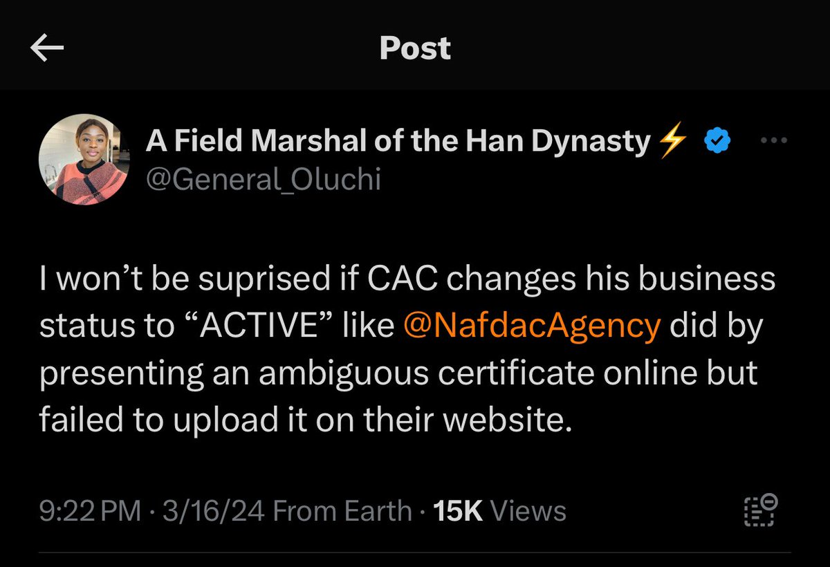Corruption in high places! 

Remember when I called out Erisco Foods 2 weeks ago for showing inactive on CAC? Ladies and gentlemen, they’ve turned green and now active!

They’ve ran to clear their debt or whatever made them inactive.

😂😂😂😂

I tweet because I know they are