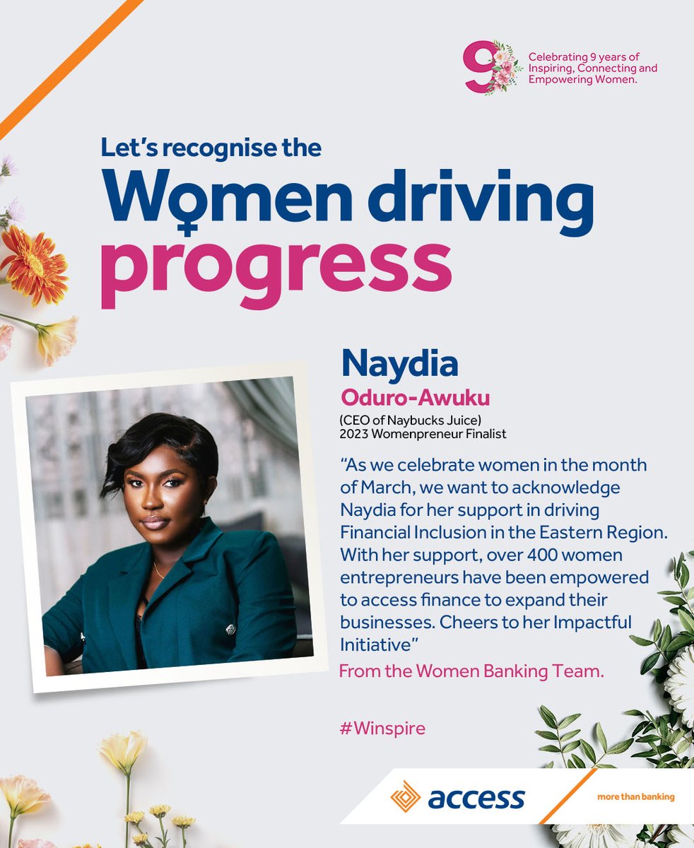 Meet Naydia, CEO of Naybucks Juice and 2023 Womenpreneur Finalist. Her dedication to empowering over 400 women entrepreneurs in the Eastern Region through financial inclusion is truly inspiring. #InspireInclusion #WomenInBusiness #Entrepreneurship #MoreThanBanking