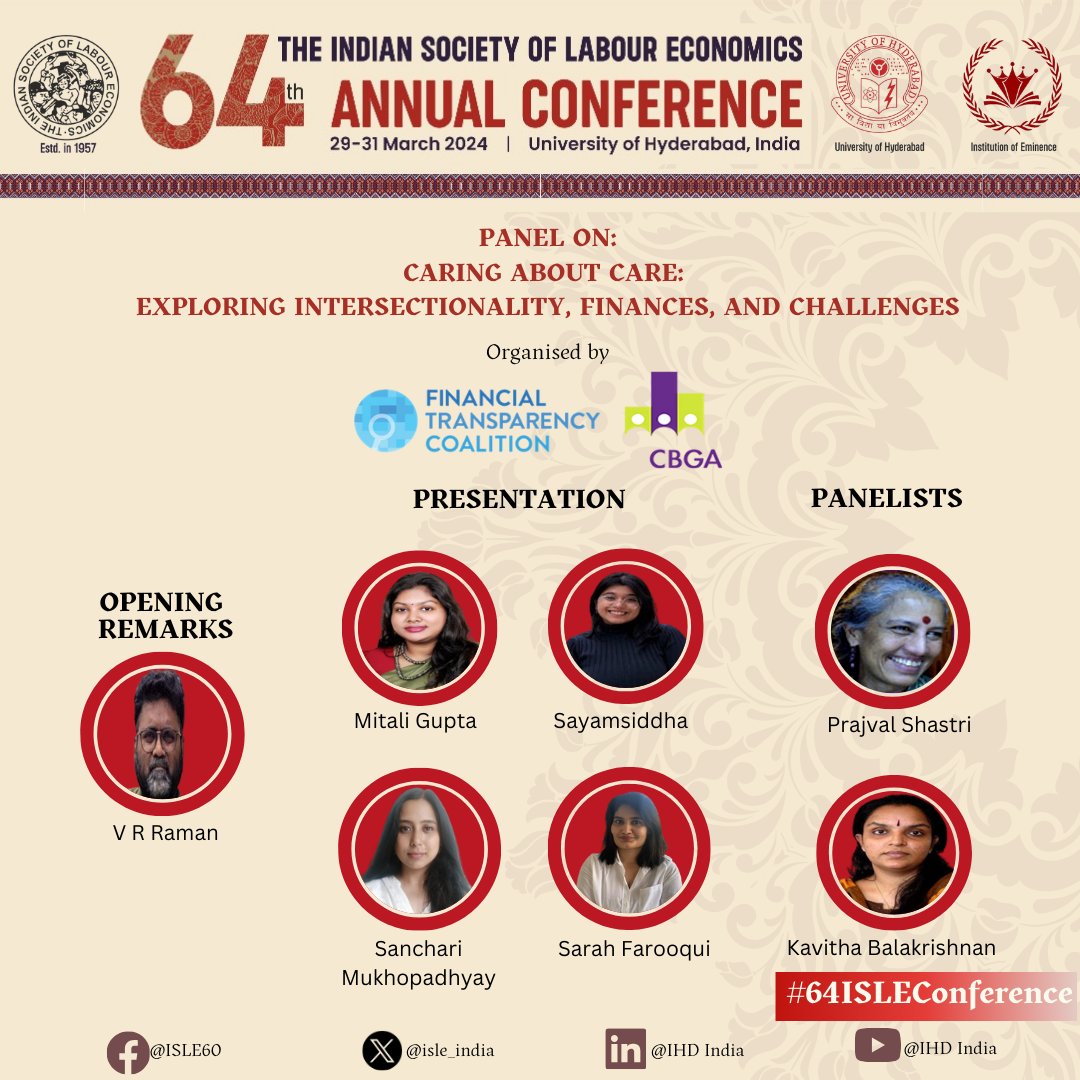 Indian Society of Labour Economics (@isle_india) on Twitter photo Caring about Care: Exploring Intersectionality, Finances, and Challenges' organized by <a href="/CBGAIndia/">CBGA India</a> New Delhi, and FTC. Dive into the complexities of care work and its financial implications on 30 March 2024
#CareWork #ISLE2024 #64ISLEConference Caring about Care: Exploring Intersectionality, Finances, and Challenges' organized by <a href="/CBGAIndia/">CBGA India</a> New Delhi, and FTC. Dive into the complexities of care work and its financial implications on 30 March 2024
#CareWork #ISLE2024 #64ISLEConference