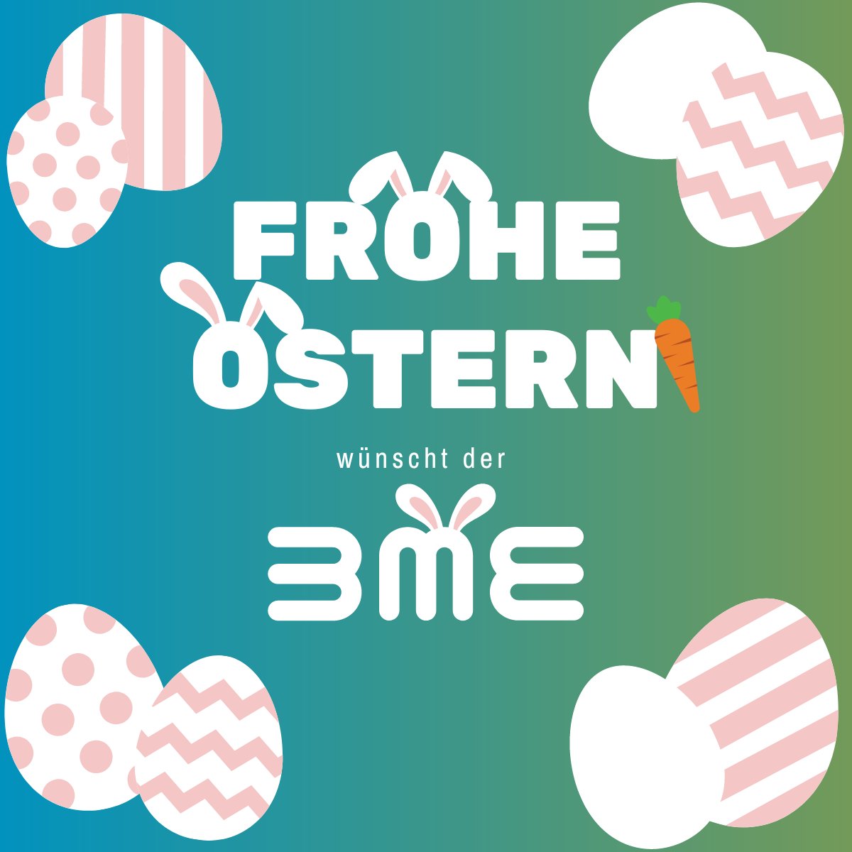 🐰 𝗛𝗲𝗿𝘇𝗹𝗶𝗰𝗵𝗲 𝗢𝘀𝘁𝗲𝗿𝗴𝗿üß𝗲 𝘃𝗼𝗺 𝗕𝗠𝗘 🥚
Der #BMEeV wünscht allen Mitgliedern, Ehrenamtlichen, Geschäftspartner/-innen und Angestellten ein frohes Osterfest und schöne und erholsame Feiertage im Kreise ihrer Liebsten 🐇.