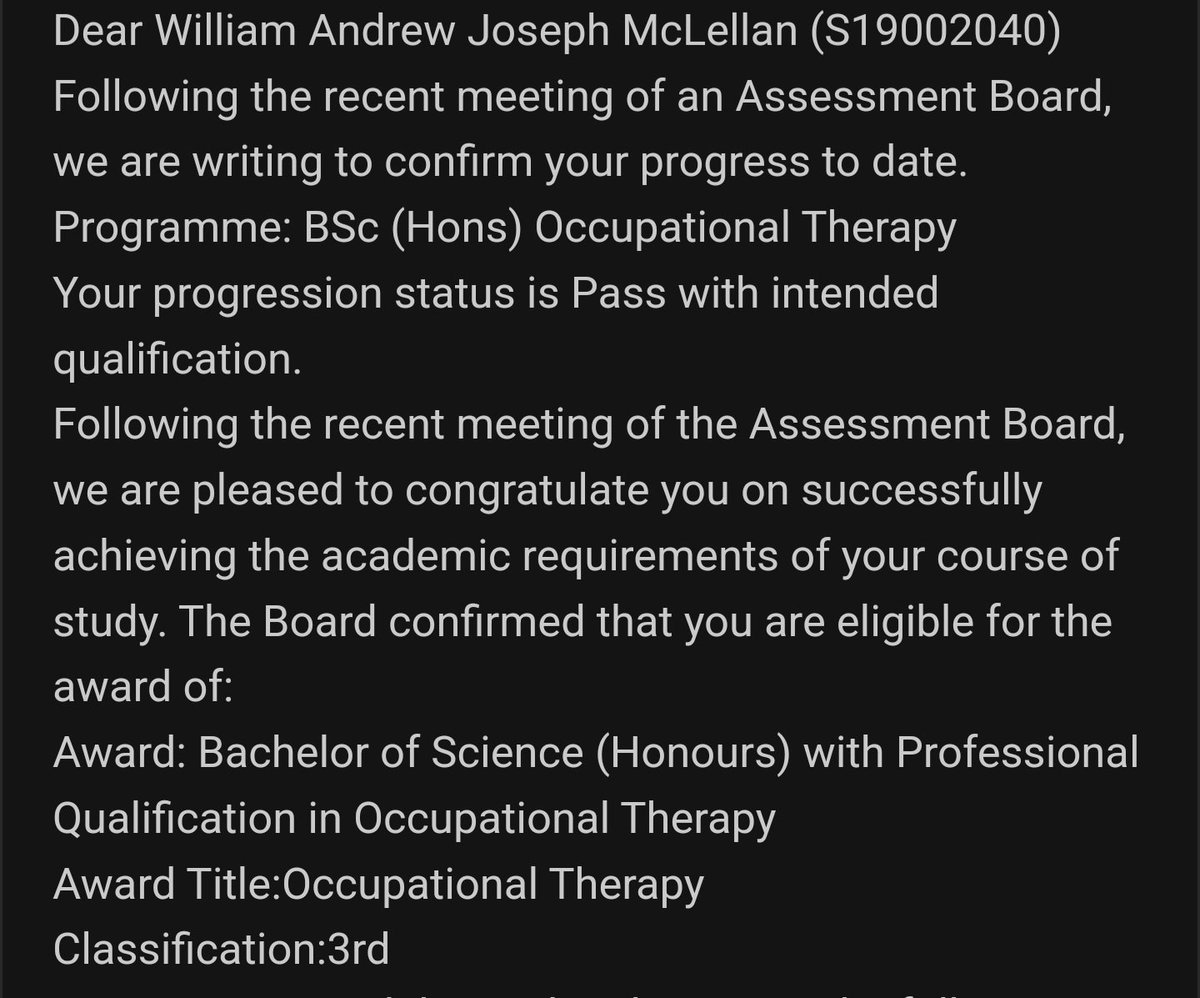 🙏 We did it. Wouldn't be possible without my closest family my fiancée in particular. Just waiting on my HCPC pin now 😊 #OccupationalTherapy #NQOT