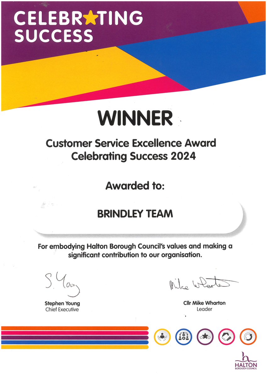 Congratulations to us! We have just won the Customer Service Excellence Award at this weeks Celebrating Success Awards at the DCBL Halton Stadium. Thank you to all our customers for your continued support. The Brindley Team.