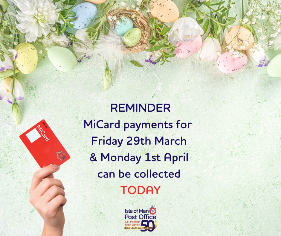 ⚠️Reminder⚠️ During the Easter period, pensions and allowances due for payment on Friday 29th March and Monday 1st April can be collected on Thursday 28th March 2024 as advised by the Treasury.