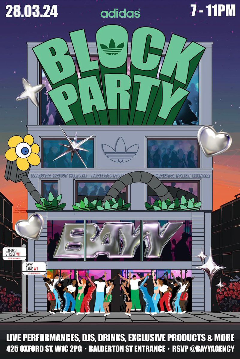 TONIGHT @adidas Oxford Circus 📍 Its a @MangaStHilare block party 🕺🏻 Pull up early to avoid disappointment