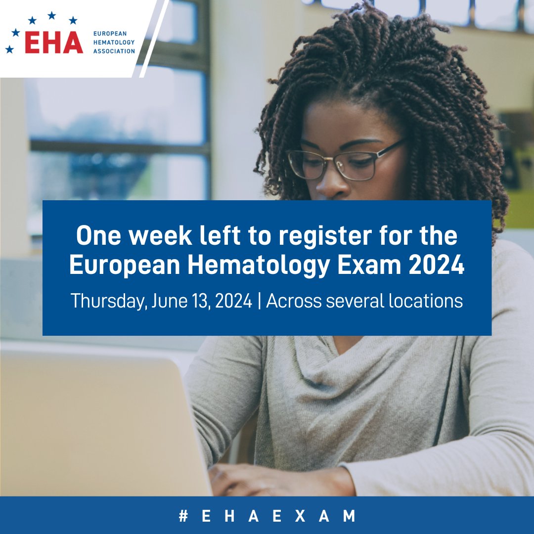 Pursuing a hematology career? 🩸 The EHA European Hematology Exam can help you. The #EHAExam certifies excellent knowledge aligned with the European Hematology Curriculum. Take this important step to becoming a hematologist by registering before April 4: ehaedu.org/EHA_exam_2024