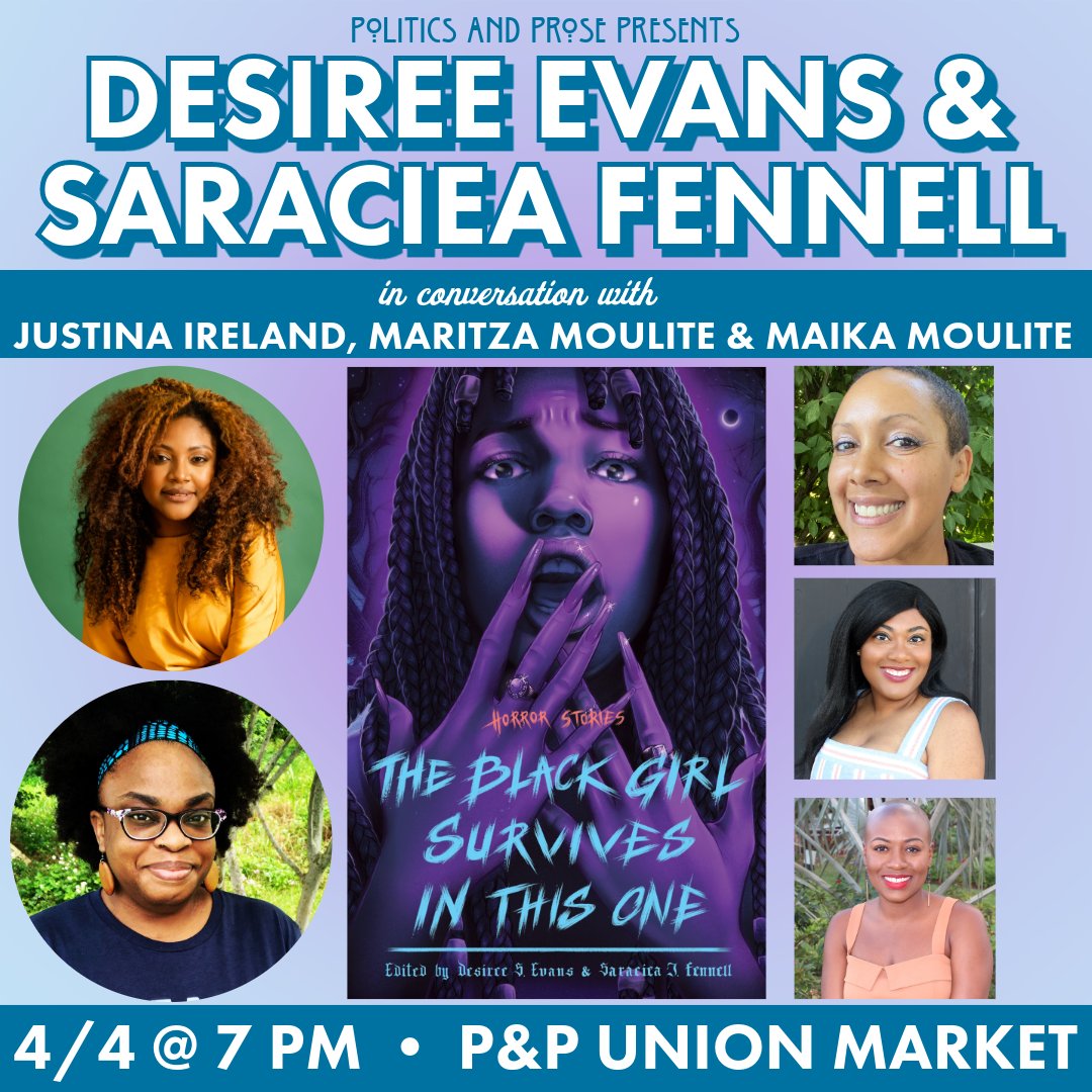 Washington, DC, @sj_fennell and I will be seeing you in one week! For all my DC-area folks, please join us at @PoliticsProse (the Union Market location at 1324 4th St NE) next THURSDAY, APRIL 4th at 7:00PM EST to talk about THE BLACK GIRL SURVIVES IN THIS ONE! #booklaunch