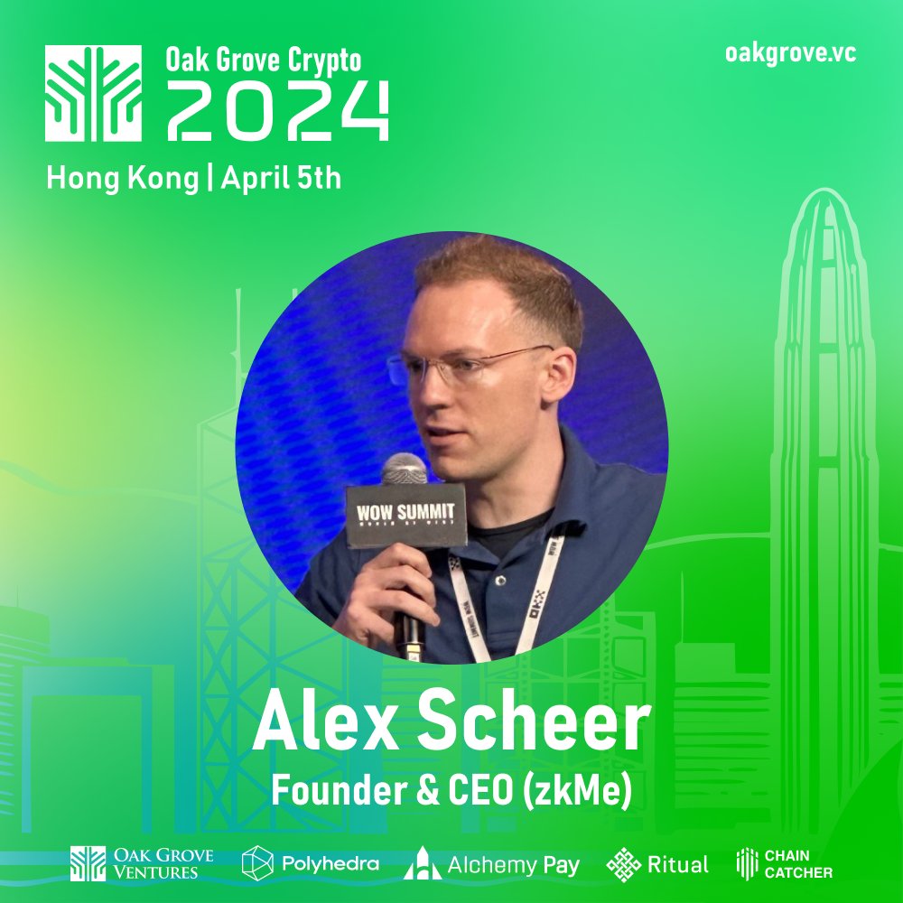 Connect with @zkm_alex this April 5th in Hong Kong! Alex, Founder & CEO of @zkme_, with a vision to build the zk-credential layer of web3. #zkMe verifies user credentials without disclosing any personal information to anyone. Join Alex and the global crypto community at…