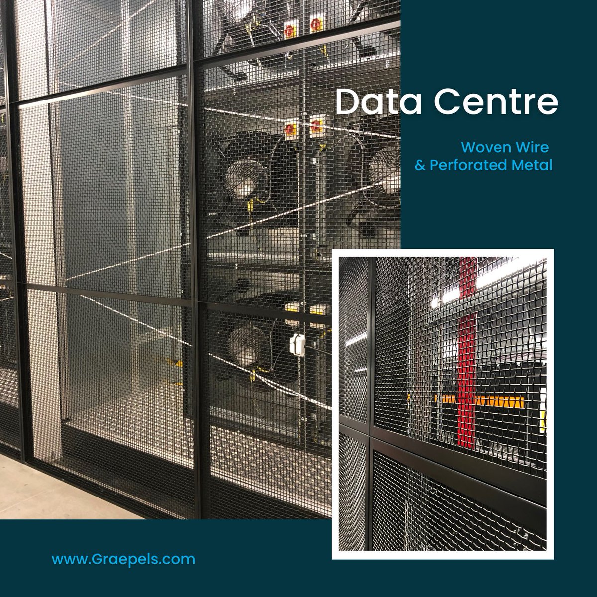 Graepels manufacture woven wire mesh for data centres.  Our wire mesh solutions offer exceptional durability, security, and strength critical for the optimal functioning of data centers.✨ Email info@graepels.com or call us for more information! 😊

#datacentres #wire #strength
