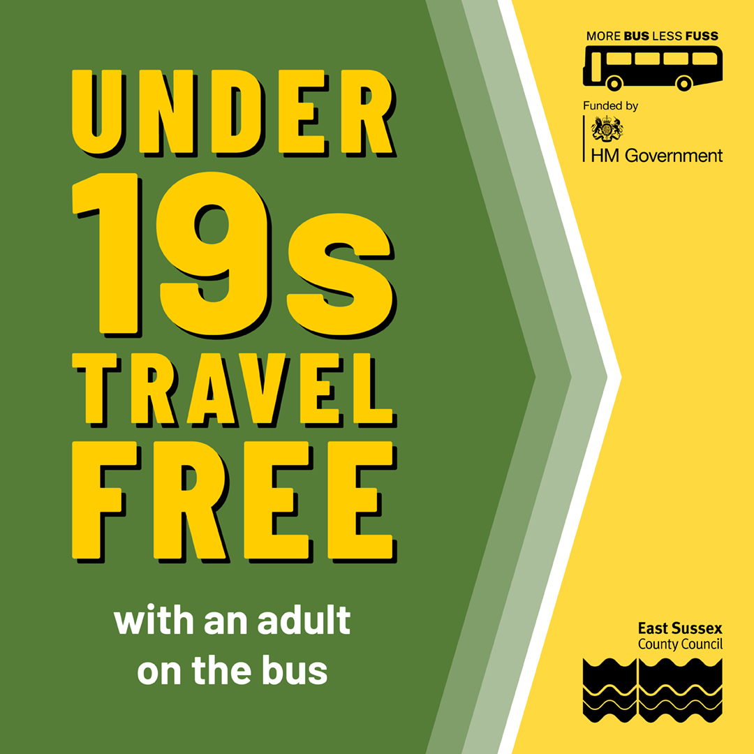 Easter days out? Take the bus! 🚌 Up to four under 19s hop on for free with a fare paying adult or concessionary pass holder on buses in East Sussex. Find out more about all of our reduced bus fares: ow.ly/6F1850R3YC0 #MoreBusLessFuss 🌟