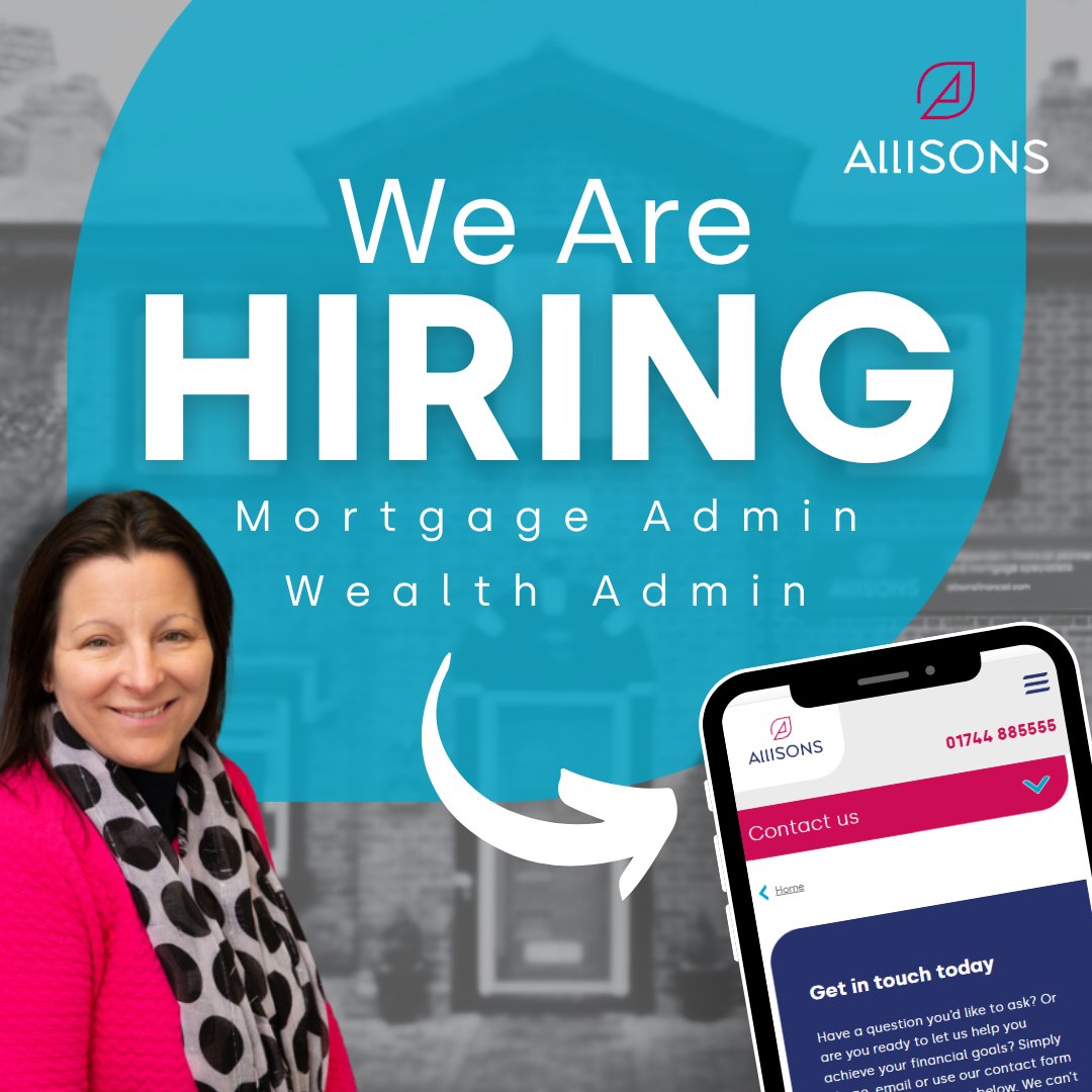 Join our exceptional team! We're expanding and currently have openings for two positions: Mortgage Admin and Wealth Admin. If you're ready to embark on a rewarding career journey with us, send us an email at hello@allisonsfinancial.com or call us on 01744 885555.
