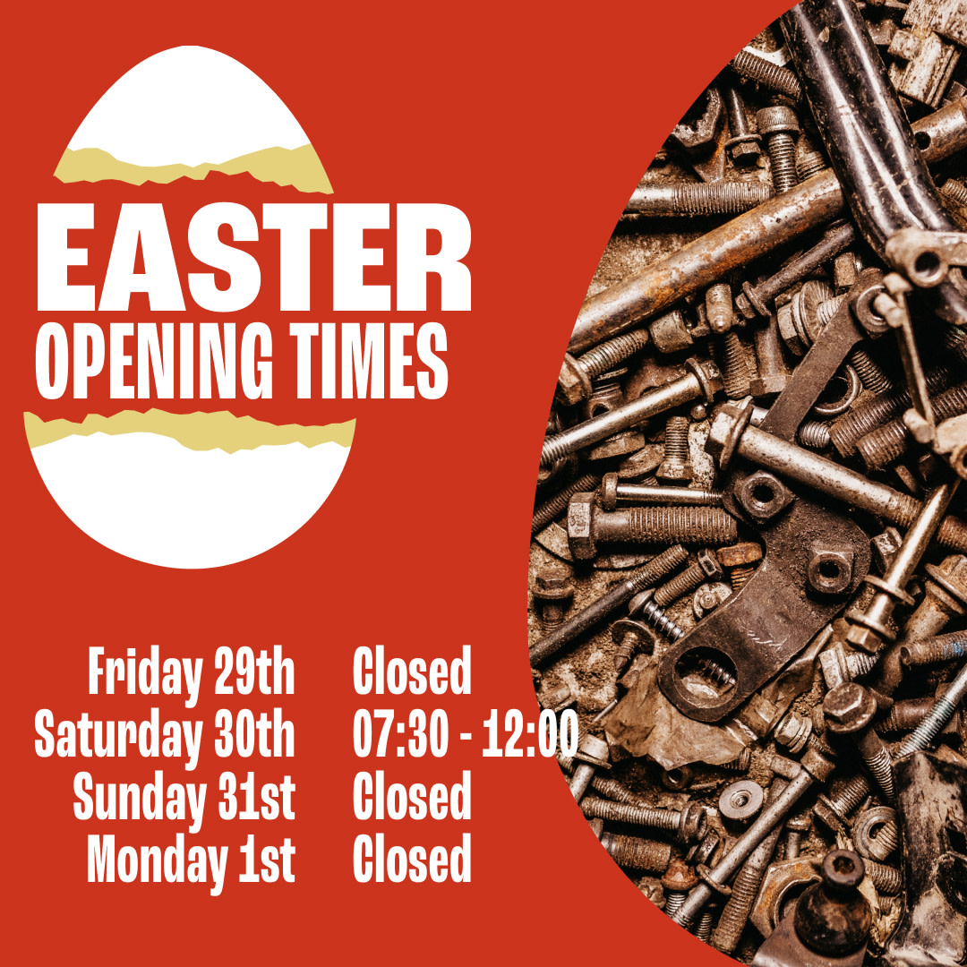 Easter's around the corner! 🐰🌸 Don't miss out on scrapping your metals and cars. Check out our holiday hours. #HappyEaster #JDavidson #ScrapMetal #ScrapCars