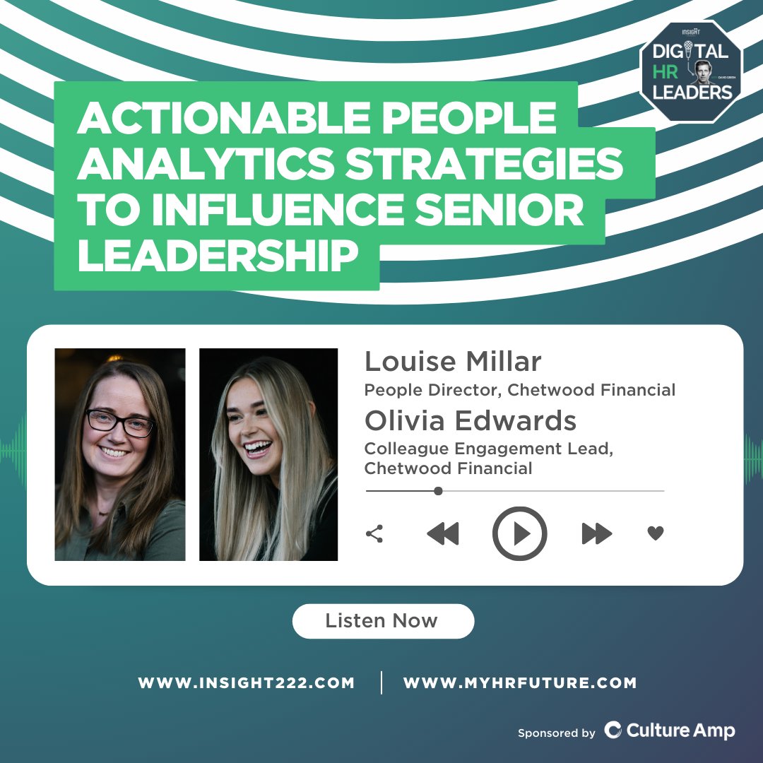 If you're looking to find out how to influence senior leaders in a scale-up with people analytics check out our latest episode of the #DigitalHRLeaders #podcast, featuring Olivia Edwards, and Louise Millar from @ChetwoodFL. myhrfuture.com/digital-hr-lea… #PeopleAnalytics @CultureAmp