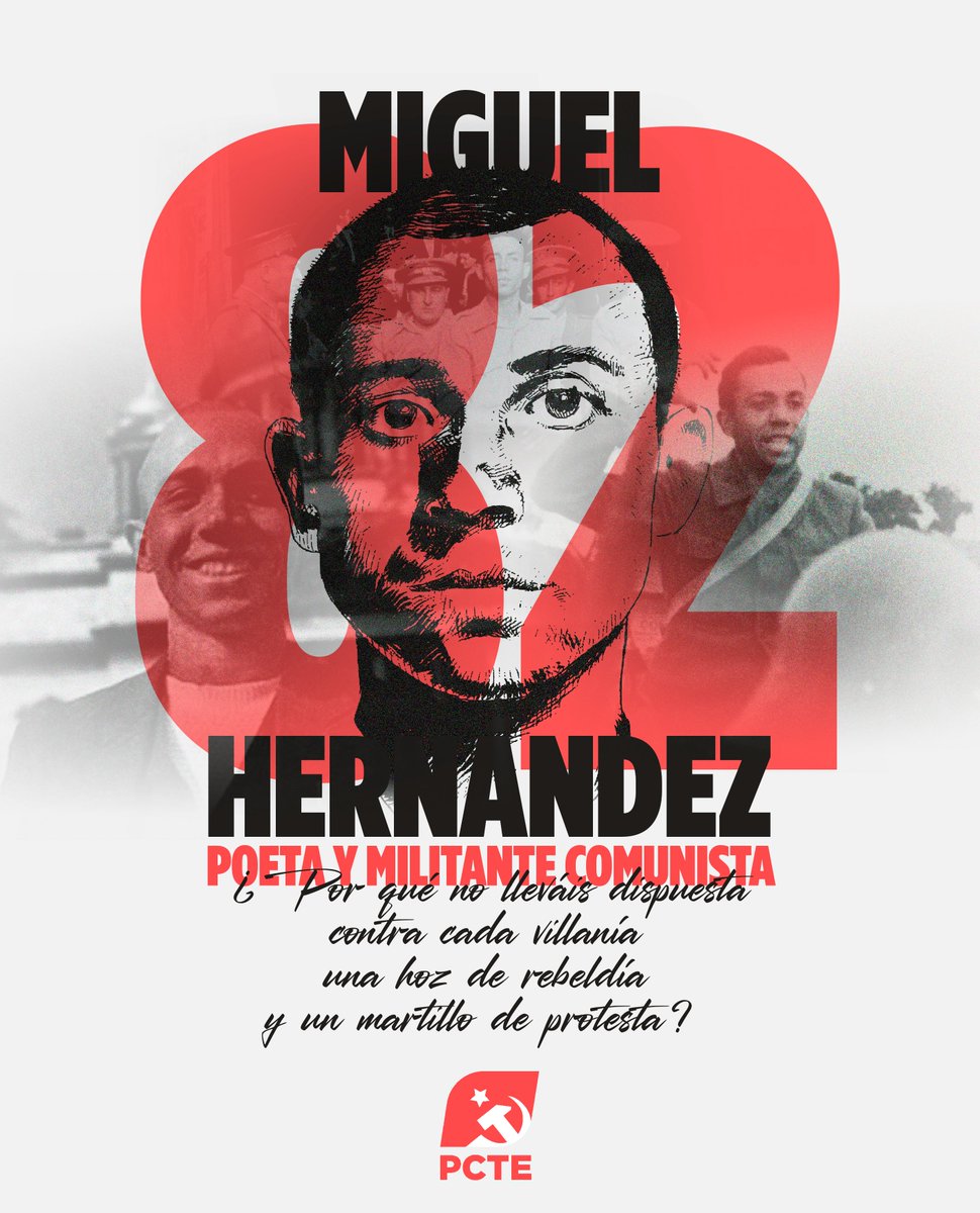 Un 28 de marzo, hace 82 años, mataron a uno de los más grandes poetas revolucionarios de nuestro país.

Nº de carnet: 120395.
Organización: Partido Comunista.
Profesión: mecanógrafo.
Sección: zapadores.

Firma: Miguel Hernández.