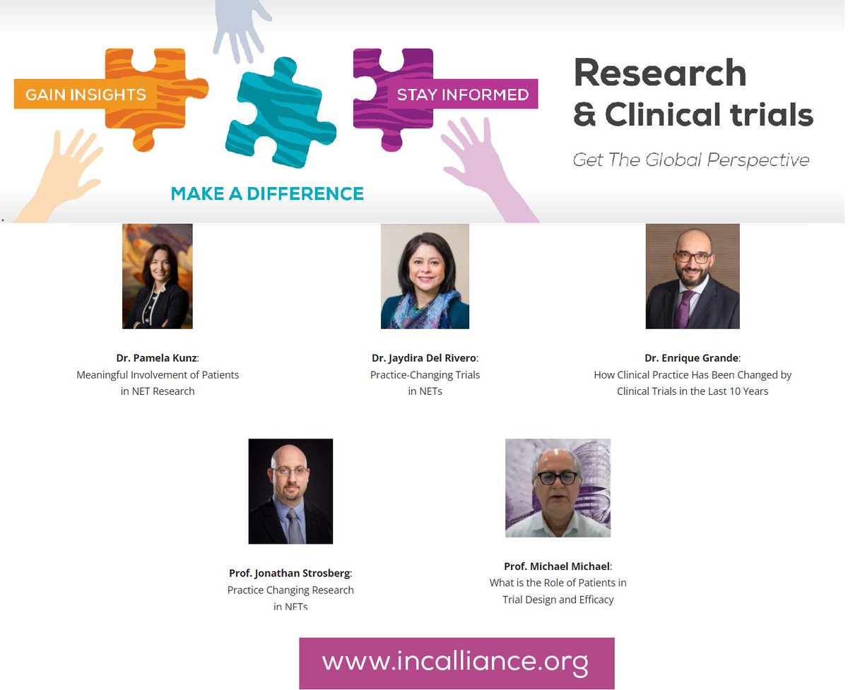 NET patients can be experts in research advocacy and get involved in #clinicaltrials from design to implementation. ☑️Watch these informative and insightful presentations by prominent NET investigators: incalliance.org/researcher-ins… #LetsTalkAboutNETs