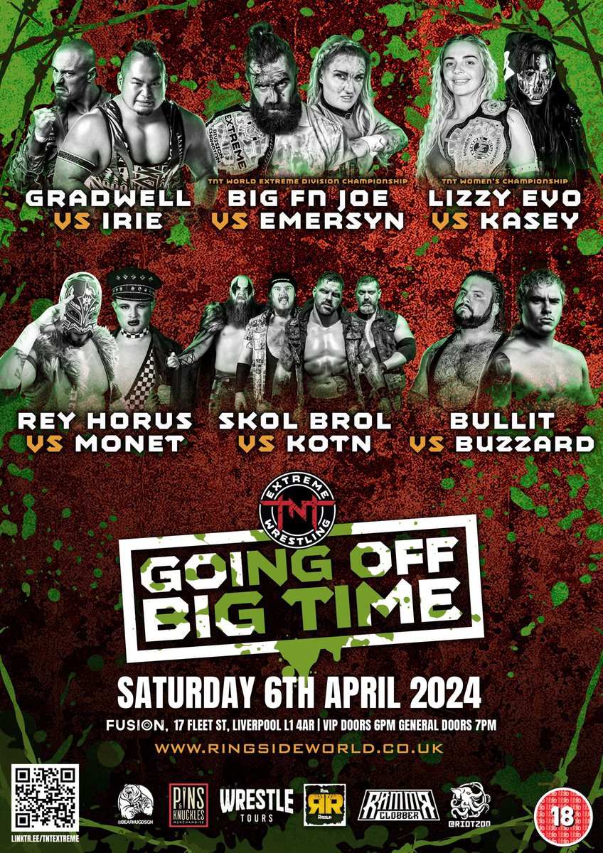 💥 GOING OFF BIG TIME 💥 On April 6th at @FusionLpool it will truly be Going Off Big Time as TNT returns HOME! Featuring six huge bouts with some of thr world’s very best wrestlers, this is a must-see show 🤯 🎟️ GET YOUR TICKETS HERE 🎟️ skiddle.com/whats-on/Liver…
