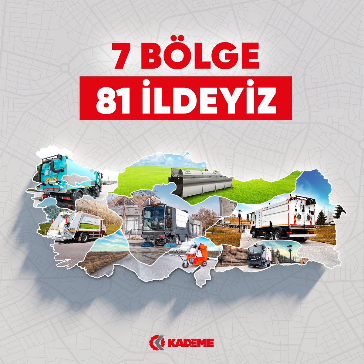 2011 yılında Konya’da %100 yerli ve milli imkanlarla üretilmeye başlanan araçlarımız bugün Türkiye'nin her ilinde yarınlara daha yeşil bir Türkiye bırakmak için aralıksız bir şekilde çalışıyor. #Kademe #7Bölge81İl #MunicipalVehicles