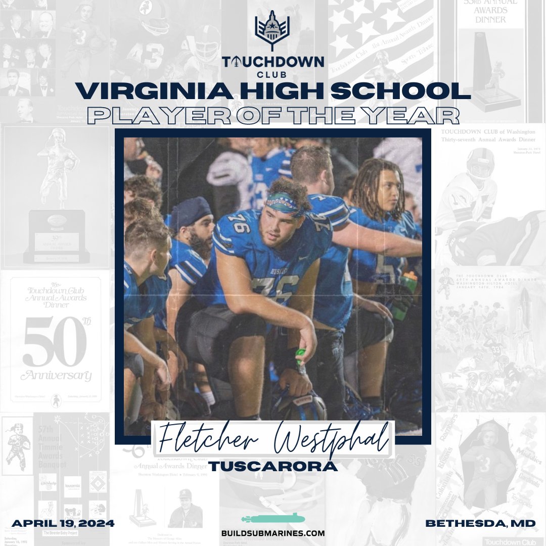 2024 #DCTouchdownClub Virginia High School Player of the Year 🏆Fletcher Westphal The lineman dominated both sides of the ball as the Huskies had an undefeated regular season. He has enrolled at @GatorsFB To purchase tickets for the awards dinner, head to the link in our bio!