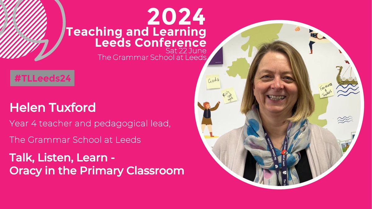 At #TLLeeds24, we look forward to Helen discussing skills that pupils need for effective speaking and listening and some root causes for weakness in speaking. She'll offer activities and tactics that delegates can bring into any primary classroom. Join us! tinyurl.com/TLL24