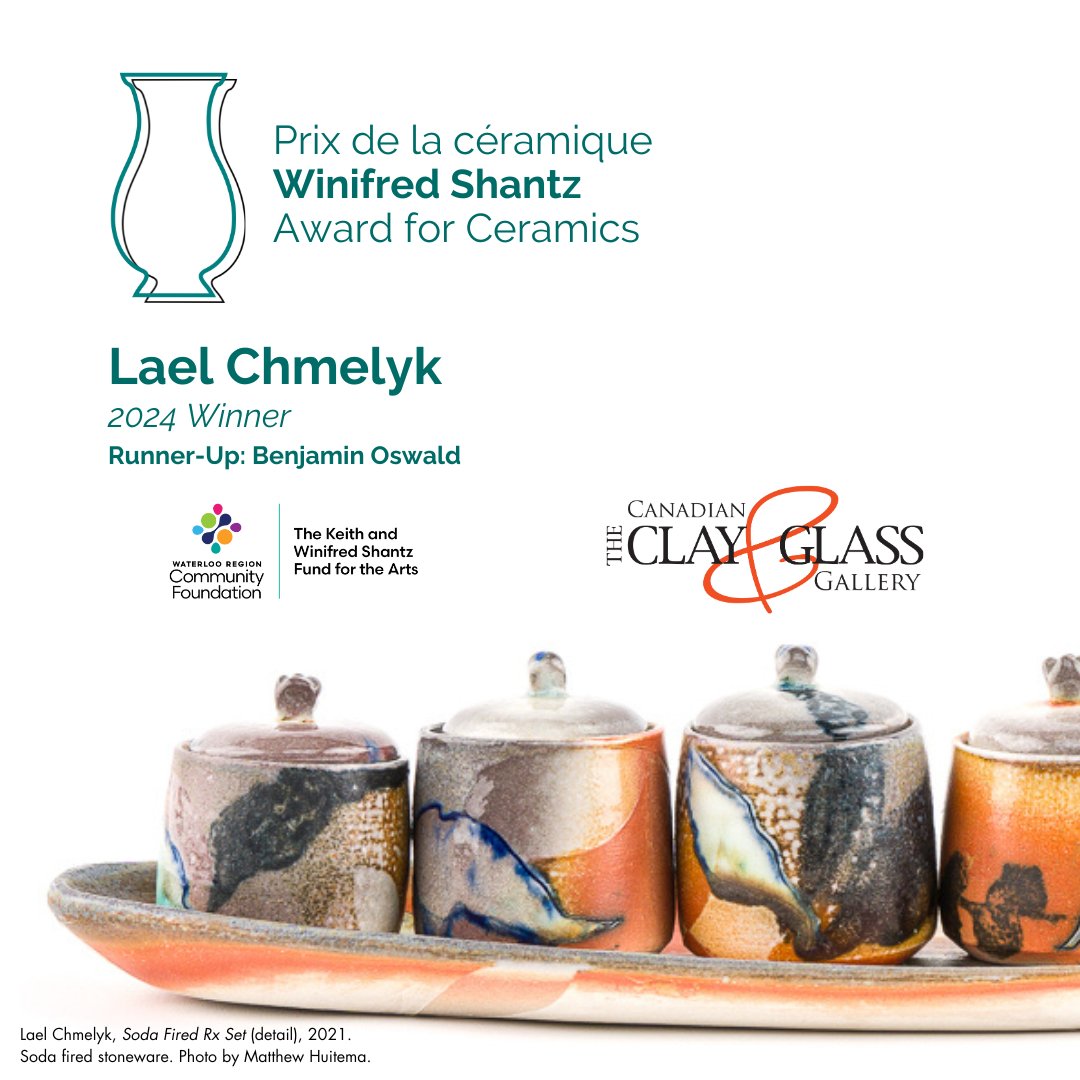 The CCGG is delighted to announce that Lael Chmelyk is the recipient of the 2024 Winifred Shantz Award for Ceramics! Chmelyk will receive a $10,000 prize to support the development of her career. For info about the award, winner, and finalists: bit.ly/Shantz-Award