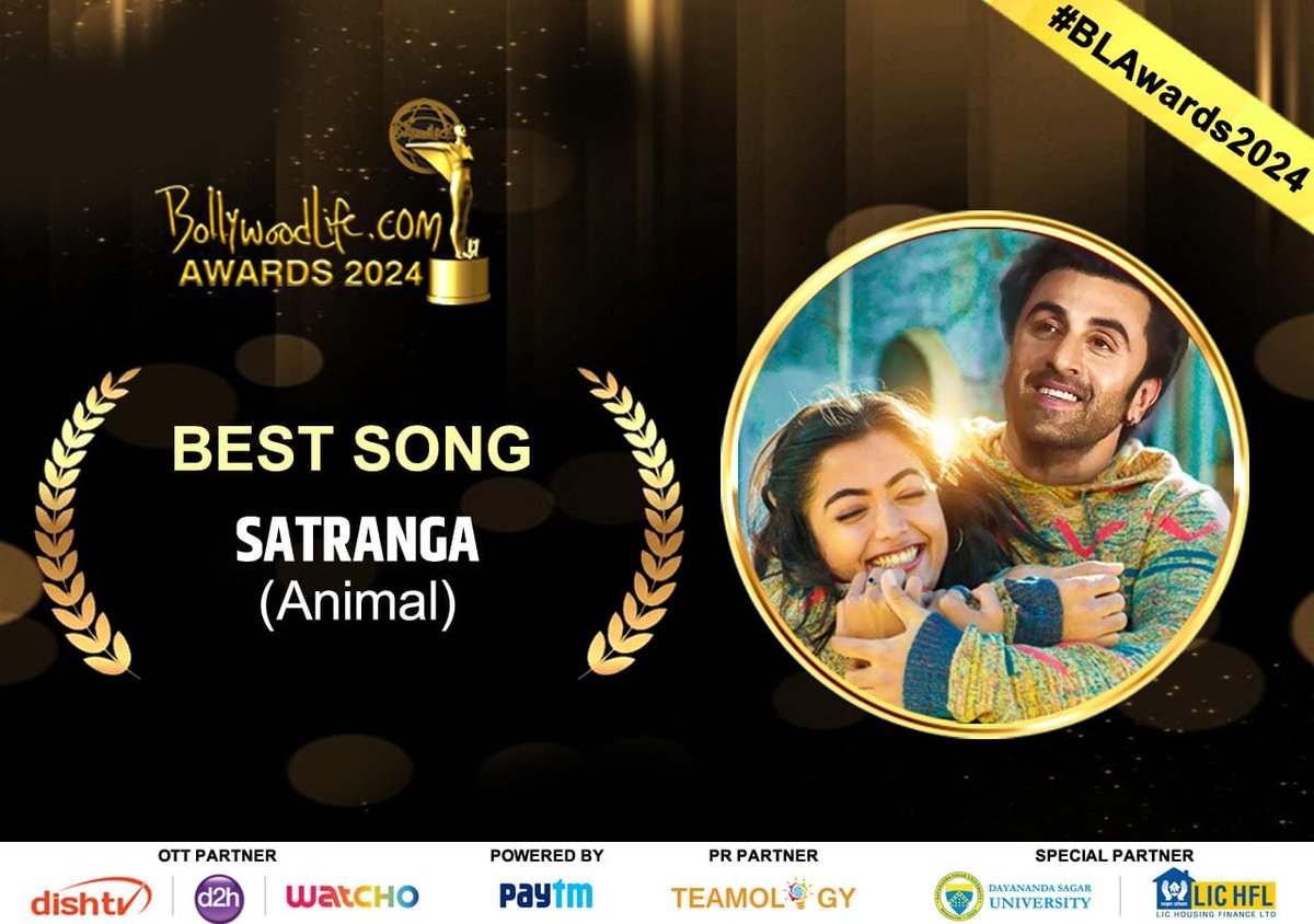 Celebrating as 'Satranga' takes home the 'Best Song' title at the #BollywoodLifeAwards2024 🥰 #BLAwards2024 bit.ly/Satranga-FullV… #AnimalTheFilm @AnimalTheFilm @AnilKapoor #RanbirKapoor @iamRashmika @thedeol @tripti_dimri23 @arijitsingh @shreyaspuranik @KuttiKalam