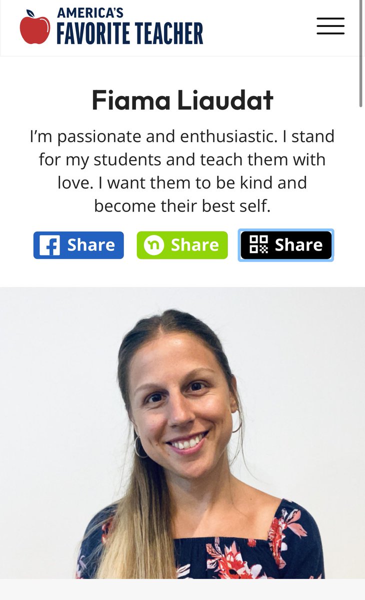 I’m participating to be America’s Favorite Teacher and I’d appreciate your vote and help sharing 😇 #UnitingOurWorld #Teacher 

americasfavteacher.org/2024/fiama-lia…
