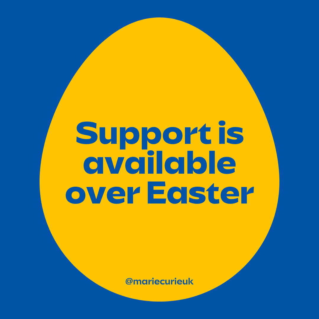 We're thinking of everyone who is: 💛 Living with a terminal illness 💛 Caring for someone 💛 Missing someone ☎️ Call our free Support Line on 0800 090 2309 ✉️ or email us at support@mariecurie.org.uk Lines are open 10am-4pm Bank Holiday Friday and Monday