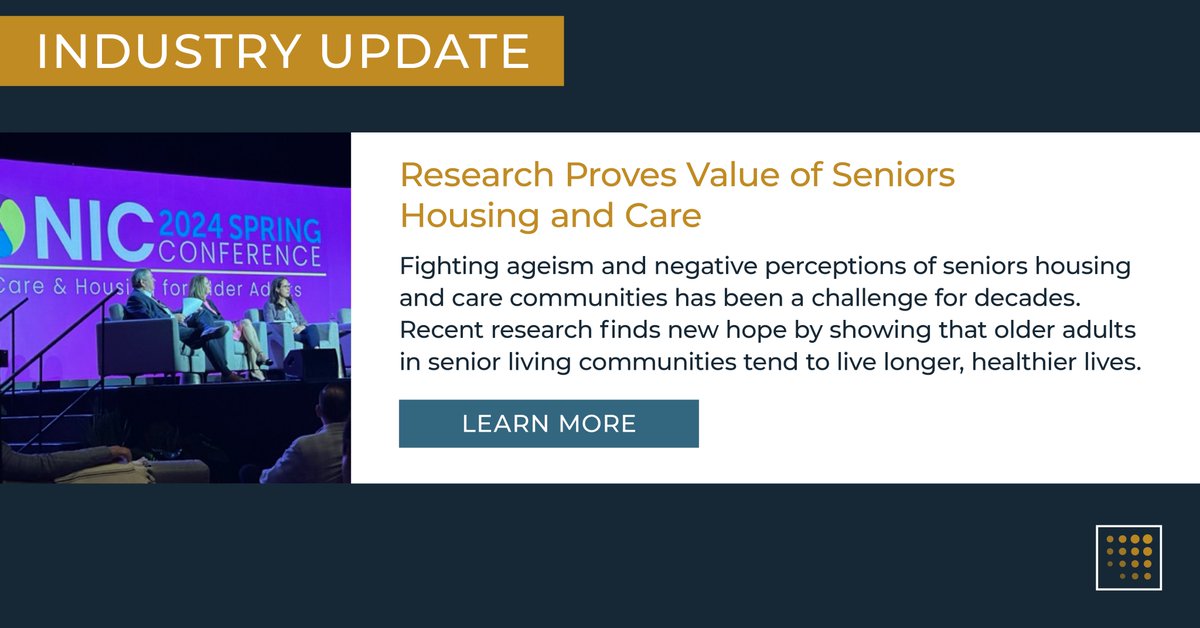 There was excitement at the NIC Spring 2024 conference due to data proving what the industry has long known—quality seniors housing and care prolongs and improves the lives of its residents. Read on for more. lument.loans/3TSeTqm  

#NIC #SeniorsHousing