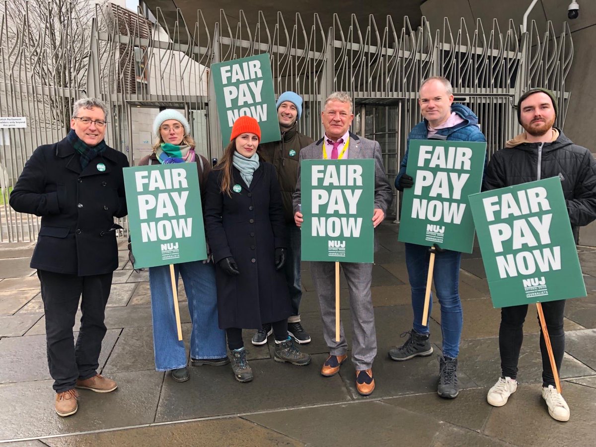 Supporting STV Journalists striking over a fair pay deal at Parliament today. #NUJSTVStrike