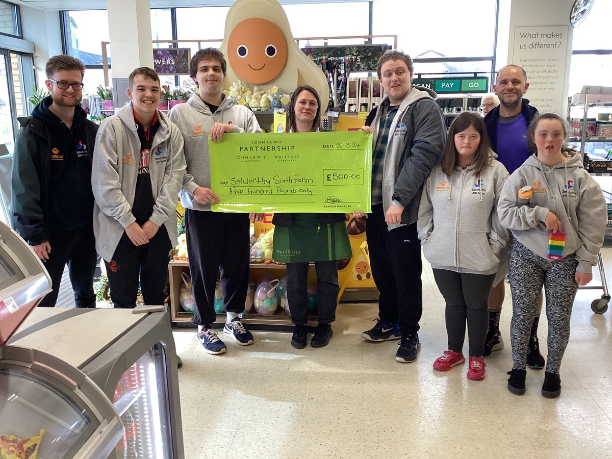 SelworthySchool's tweet image. A massive thank you to Taunton @waitrose for donating £500 towards developing our enterprise and employability skills opportunities in Sixth Form. #jobs #prepforlife @grubs_up