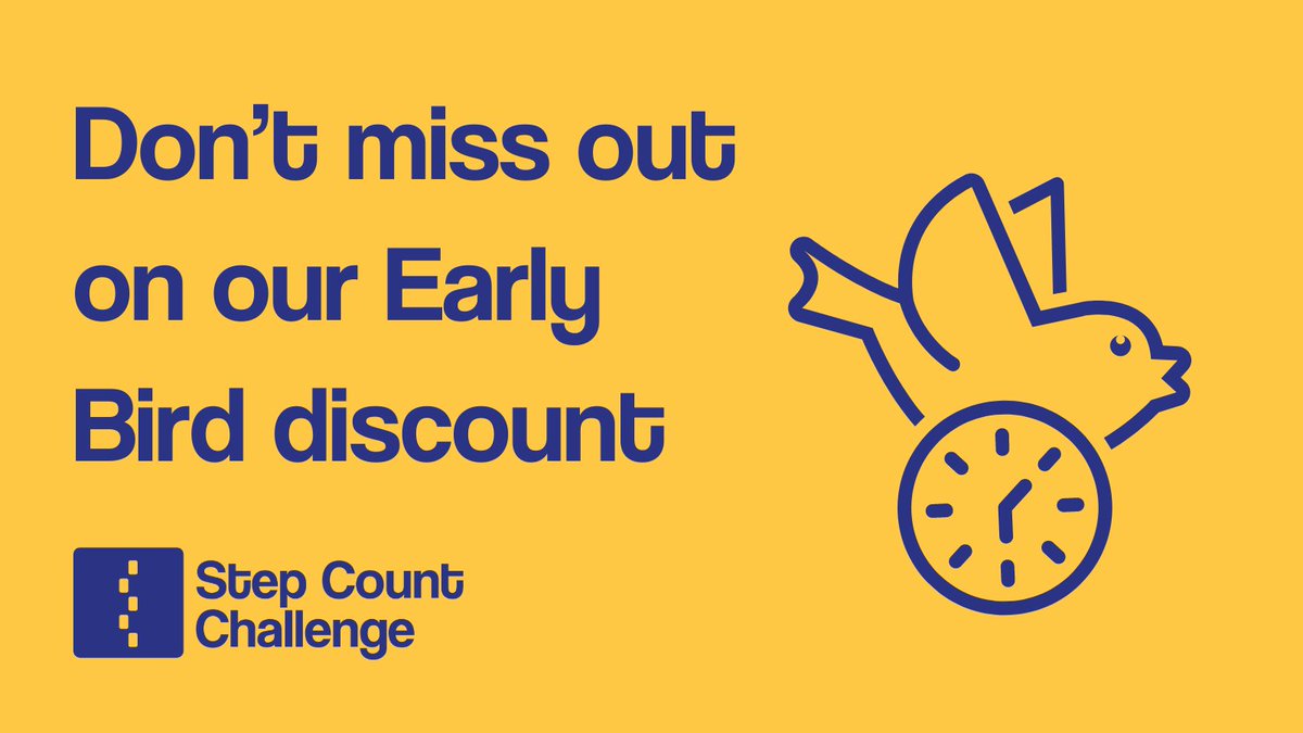 ⏰ There's just a few days left to snap up our Early Bird discount ⏰ Register for the spring #StepCountChallenge before this Sunday, 31st March, and enter voucher code SPRING24 during checkout to join in for £24 per team instead of £30 💰 Join us👇 stepcount.org.uk