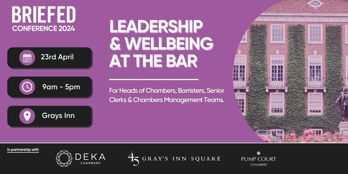 Just one month away from our inaugural Leadership & Wellbeing Conference in partnership with @DekaChambers @45GRAYSINNSQ & @PumpCourt Check out our incredible speakers & book your place - bit.ly/3uOijAO