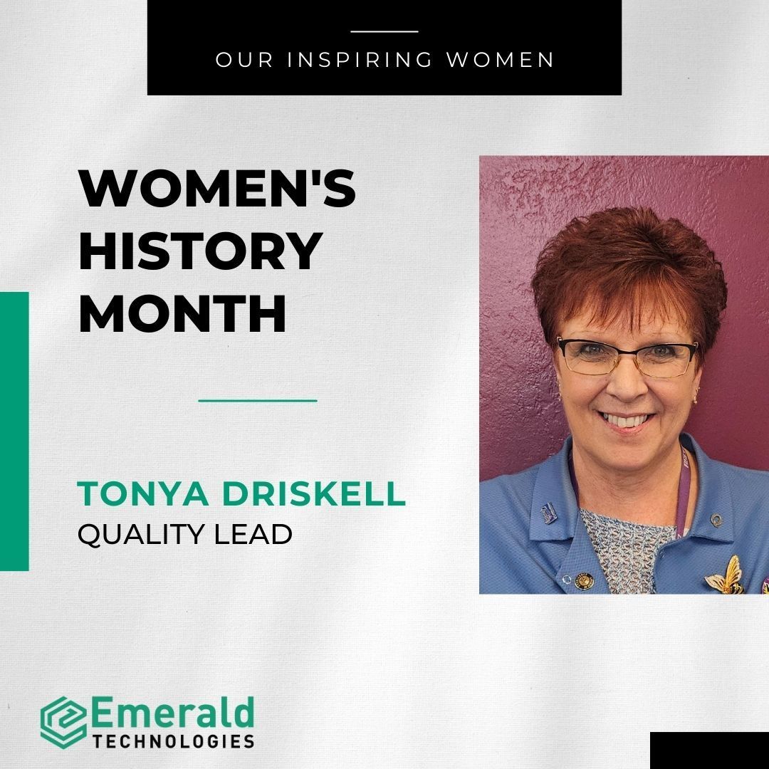 Emerald_Tech_US's tweet image. Tonya Driskell, Quality Lead at our Medford, OR site, has been a valuable team member for over three decades. We are grateful for her dedication to excellence and proud to have her in our organization. 

#WomensHistoryMonth #WomeninElectronics #GirlPower