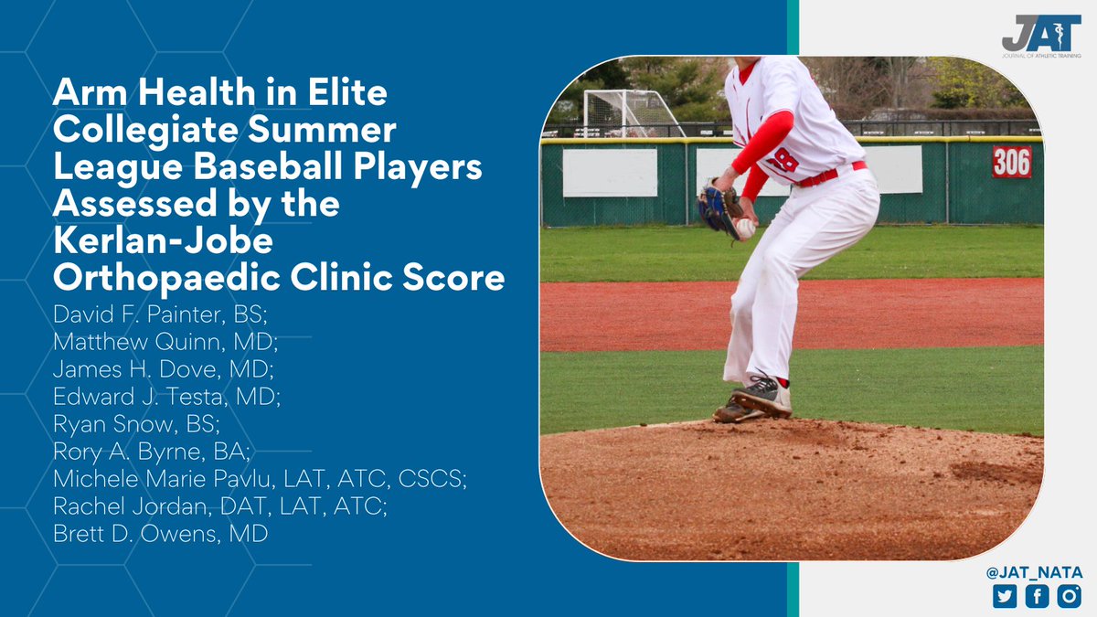 In the new issue, David Painter, BS and colleagues assess the history of throwing arm injury and current functionality in midseason collegiate summer league baseball players. Article: tinyurl.com/b4eh2t69