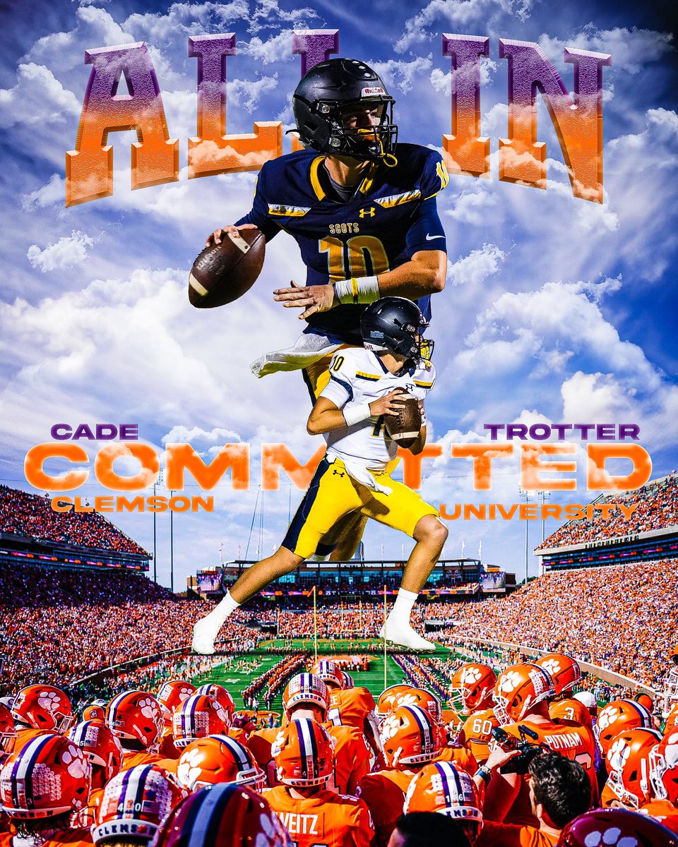 I am excited to announce that I have accepted an opportunity to play football at Clemson University! Honored to continue my academic and athletic journey as a Tiger! #ALLIN 🐅 Galatians 6:9 @CoachGRiley @SorrellsJordan @TajhB10 @ScotsRecruiting @CoachTWeber @cory_coach