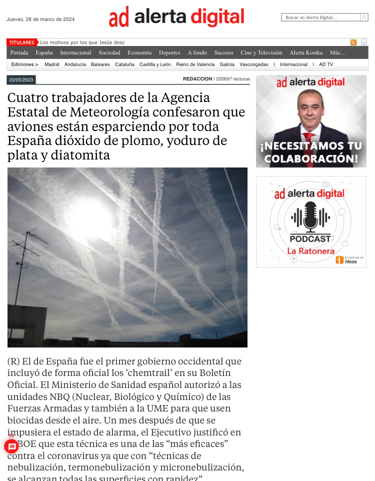 Locos conspiracionistas, negacionistas, antivacunas,… ¡oh espera!m, si son los propios trabajadores de la AEMET LOS que denuncian el rociado desde aviones 🤔