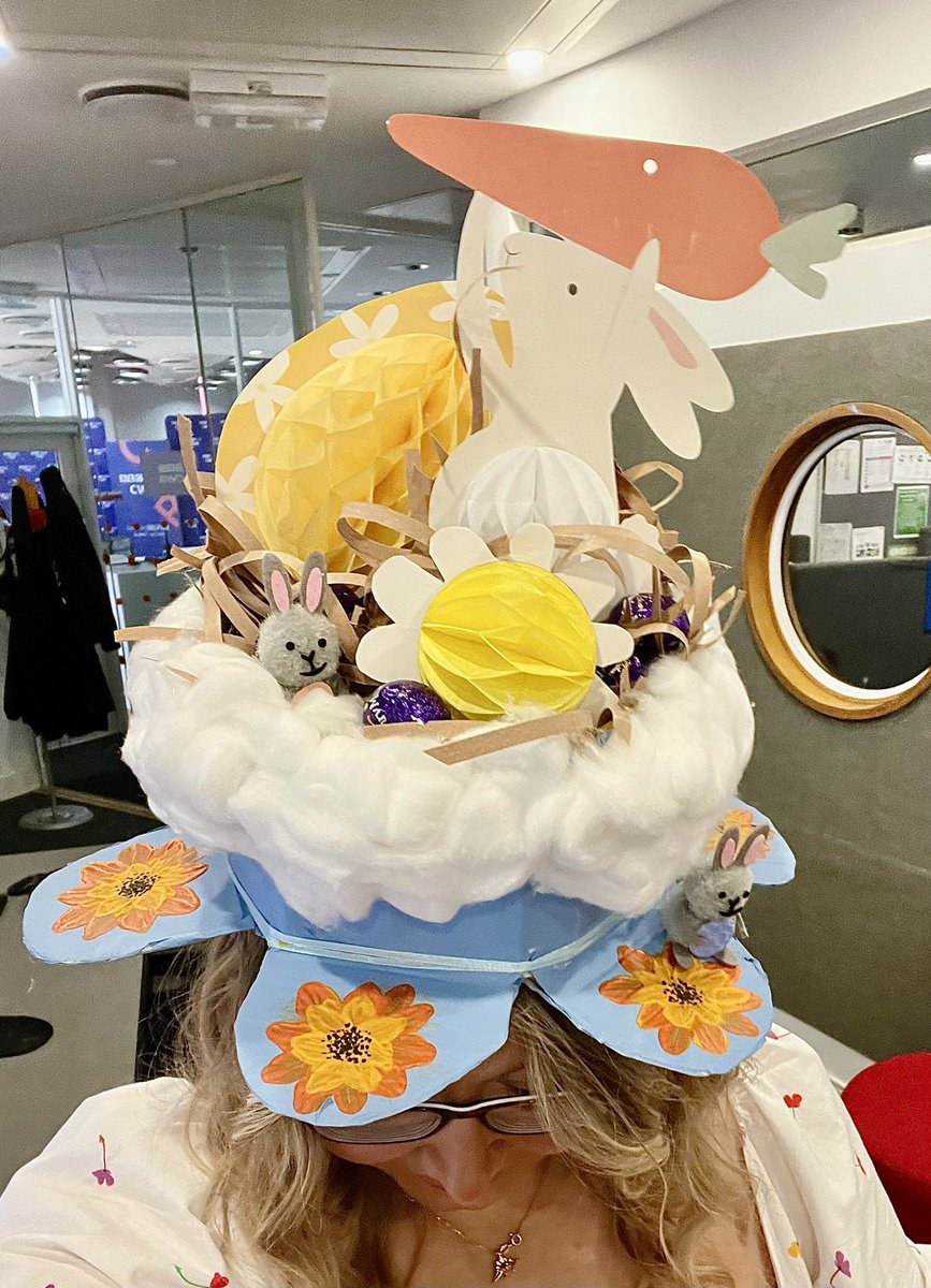 Easter fun on the show today with our Mid-morning Easter Bonnet parade 😁 
Thanks to VIP head judge @RosemaryShrager for crowning me champion too! 🐣