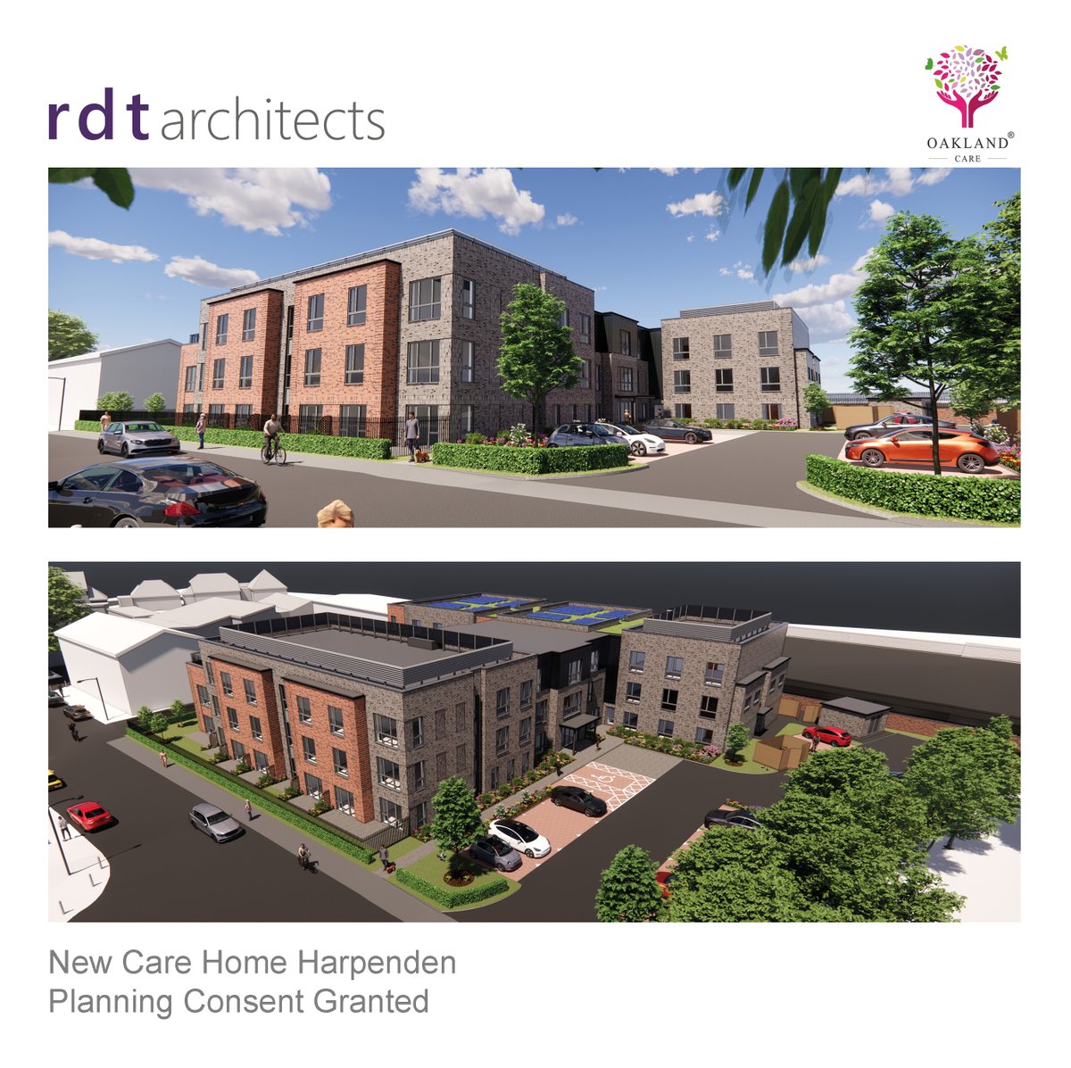 Great news! Planning consent granted for 75-bed Harpenden care home Having received #planning permission for 39 apartments on this site for @JarvisHomes, @OaklandCare appointed RDT to submit a care home design to serve the local community #riba #architects #carehome #design #bim
