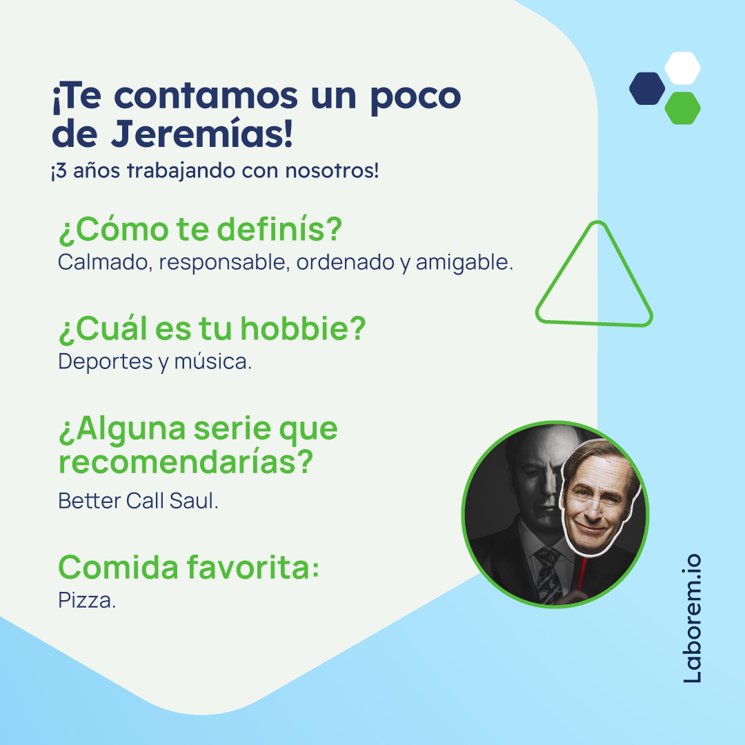 CLaborem's tweet image. ☺️ ¡Les presentamos a Jeremías!

🙌 ¡Gracias por ser parte de nuestro equipo!

#Laborem #ProcesoDeControl #ControlDeContratistas #GestiónDocumental #ControlDeProveedores #TransformaciónDigital #ControlDocumental #ResponsabilidadSolidaria #EmpresasContratistas #Proveedores