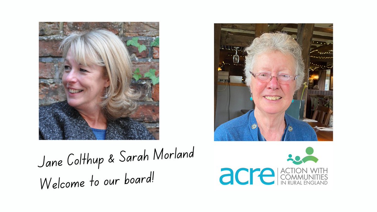 ACRE (@acre_national) on Twitter photo Introducing the latest recruits to our Board of Trustees
<a href="/janecolthup/">janecolthup</a> is currently Chief Executive of our member organisation <a href="/CommFirstYorks/">CommunityFirstYorks</a>
<a href="/sarah_morland/">Sarah Morland 💙</a> is a trustee of <a href="/CCBerkshire/">CCBerks</a> and previously worked as a consultant facilitating change in the com & vol sector
Welcome! Introducing the latest recruits to our Board of Trustees
<a href="/janecolthup/">janecolthup</a> is currently Chief Executive of our member organisation <a href="/CommFirstYorks/">CommunityFirstYorks</a>
<a href="/sarah_morland/">Sarah Morland 💙</a> is a trustee of <a href="/CCBerkshire/">CCBerks</a> and previously worked as a consultant facilitating change in the com & vol sector
Welcome!