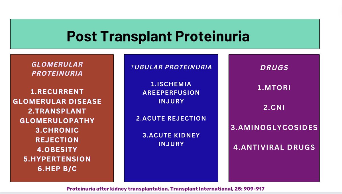 Causes of post transplant proteinuria #Ecneph
@srikanthnephro @ISNkidneycare @ISNeducation