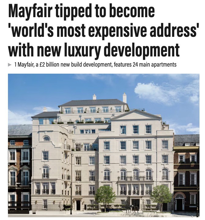 Experts predict @1mayfair 'will help seal the London neighbourhood’s reputation as the world’s most expensive address'. As I told @TheNationalNews, once we complete in two years, there will be nothing that can compete, either in terms of size or prestige. bit.ly/3vyKsMv