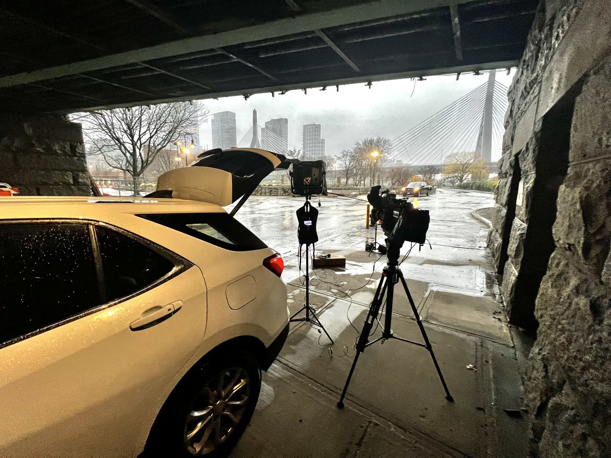 A rainy morning in Boston calls for finding any kind of coverage to stay dry for a <a href="/NewsNation/">NewsNation</a> live hit ahead of todays NCAA game.